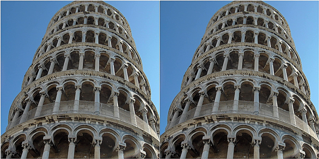 How and why does the illusion of an inclined tower arise?